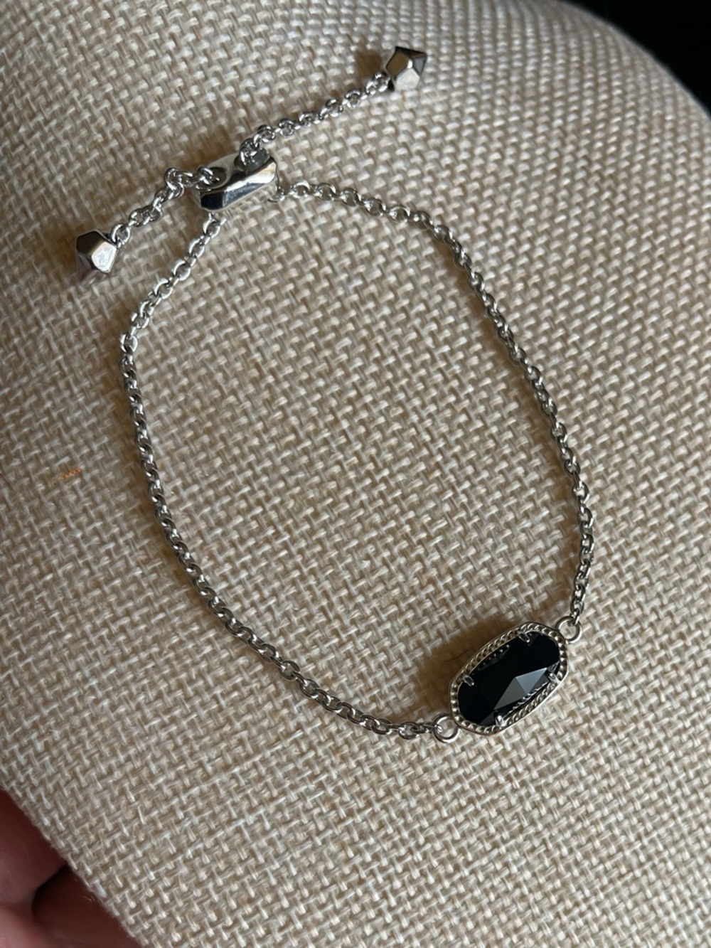 Kendra Scott Silver Chain Bracelet with Black Faceted Stone - Picture 3 of 6
